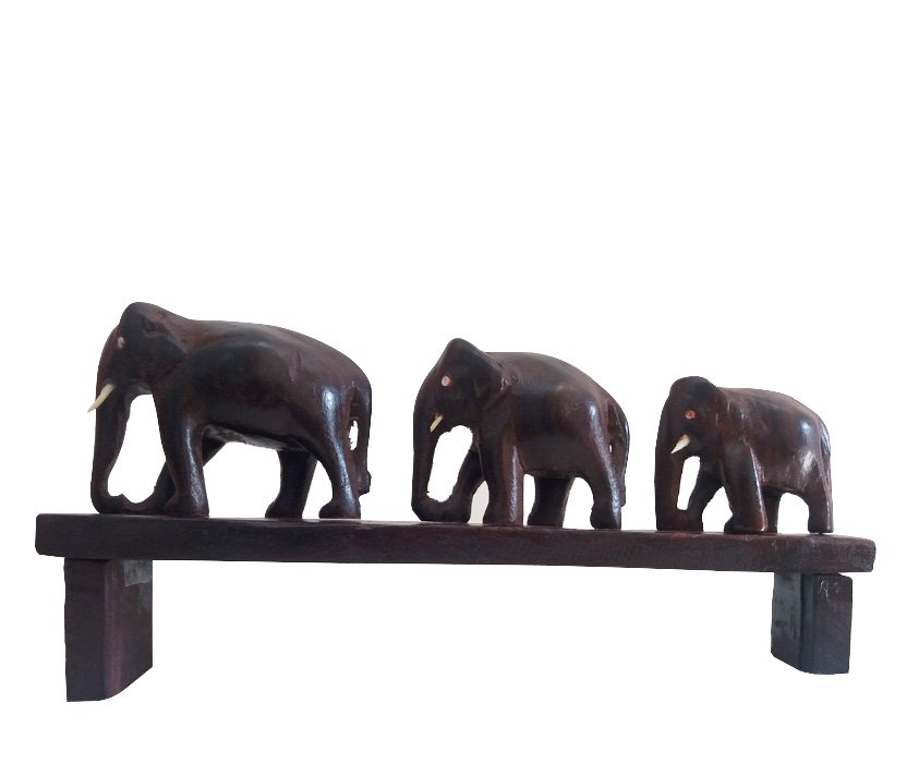 Handcrafted Miniature of 3 Elephant Bridge in Rosewood for Decor and Souvenir for Gifting thumbnail 1